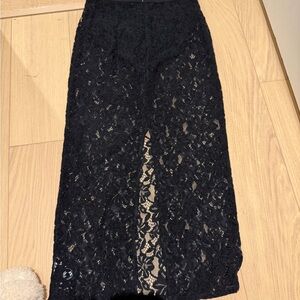 Reformation Black Lace Pencil Skirt
